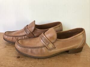 Vtg Hanover Mens Brown Leather Soles Slip On Driving Loafers Moccasins 8.5 42